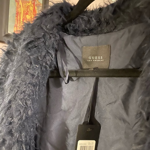 GUESS - Size small, navy shag coat. Never worn! - Picture 2 of 4